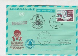 Austria 1982 Pro Children Multi Cancels Balloon Post Stamps Aerogramme Ref 28078