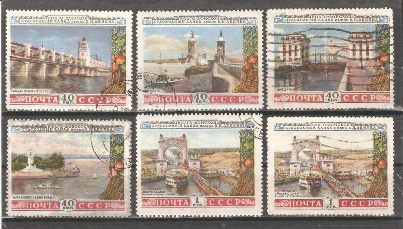 Russia/USSR 1953,Architecture Bridges,Dams,Volga-Don Canal,Sc 1666-1671,USED