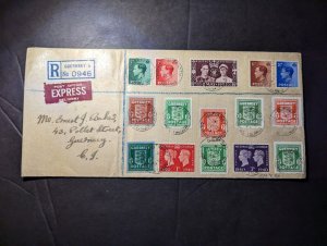 1943 Registered Express England Channel Islands Cover Guernsey Local Use