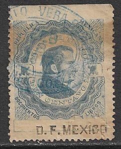 MEXICO REVENUES 1877 1c DOCUMENTARY TAX DF MEXICO Control Used DO22