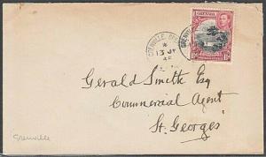 GRENADA 1945 1½d on cover cover GRENVILLE cds to St Georges................54769