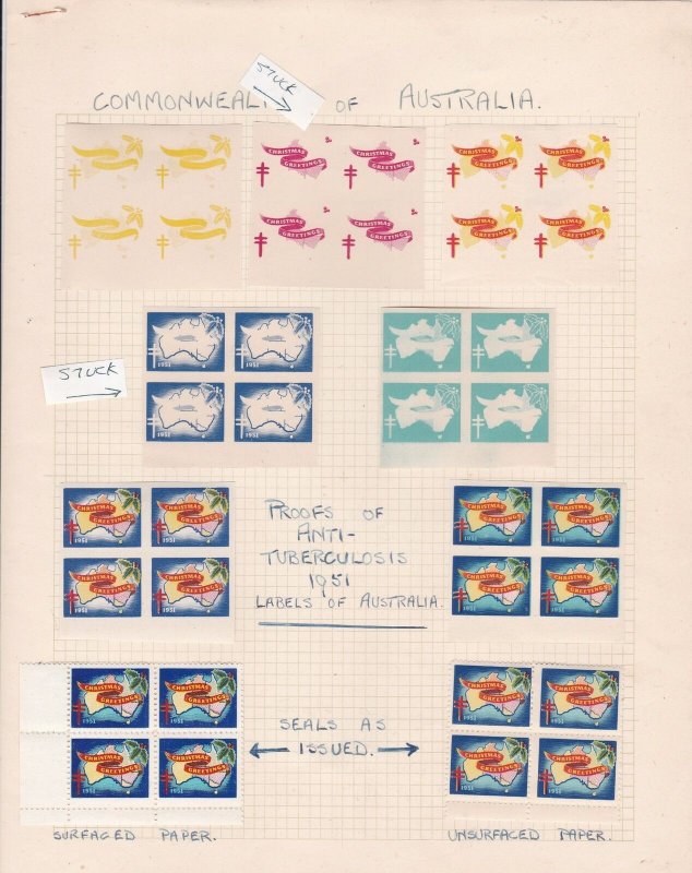 australia  christmas seals tuberculosis mounted mint proofs stamps ref 13089