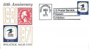 US SPECIAL EVENT CACHET COVER 50th ANNIVERSARY USPS PHILATELIC SALES UNIT 1971