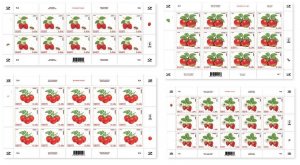 Estonia 2026 Red Fruits Insects Flowers Bugs Butterflies Set of 4 sheetlets MNH