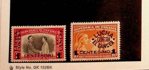 PANAMA Sc RA28-9 NH ISSUE OF 1949 - POSTAL TAX OVERPRINTS