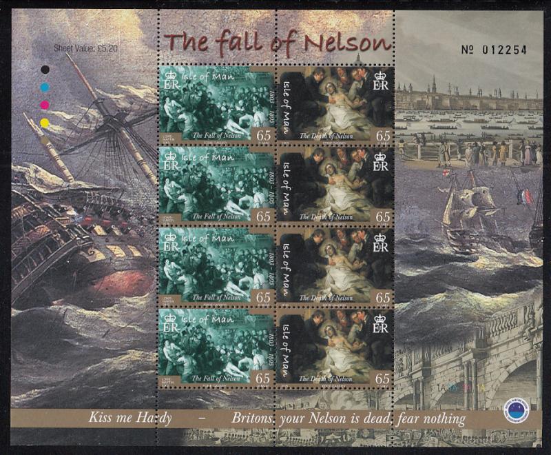 Isle of Man 2005 MNH Set of 4 Minisheets Battle of Trafalgar 200th anniversary