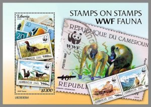 LIBERIA 2023 MNH Stamps on Stamps WWF Fauna S/S #305b1