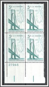 US Plate Block #1258 Verrazano Bridge MNH