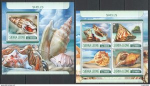 2017 Sierra Leone Seashells Marine Life Fauna #8535-8+Bl1236 ** Fd0174