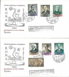 SPORT - 2 FDC COVERS - SAN MARINO:  OLYMPICS - ROME 1960