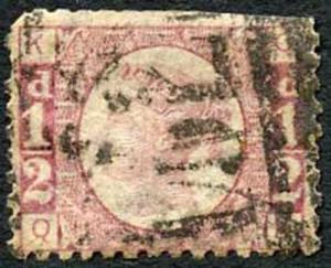 SG48 1/2d (QK) Plate 9 Cat 850 pounds crease and clipped perfs