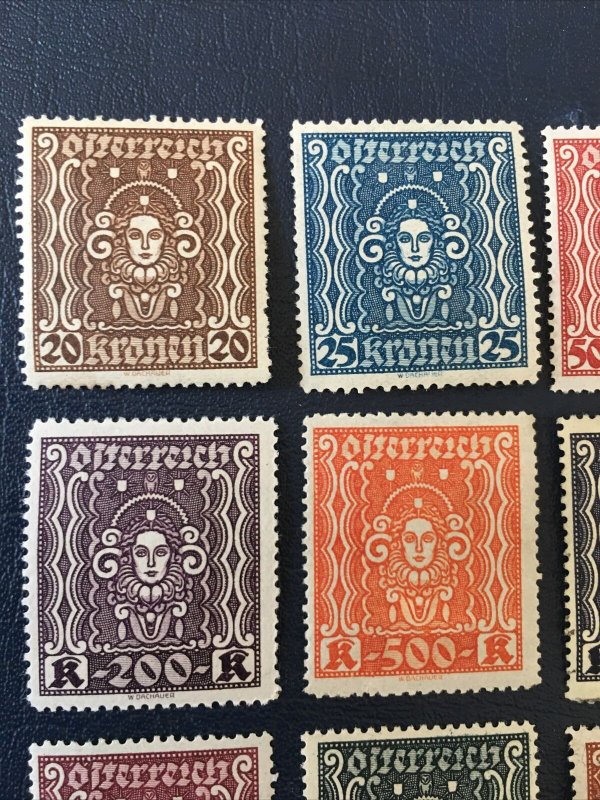 AUSTRIA STAMPS,1922-24,Sc#288-298,symbol Of Art And Science,MNH,MN,used