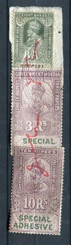 INDIA; Early 1900s GV Portrait type Revenue issues fine POSTMARK PIECE