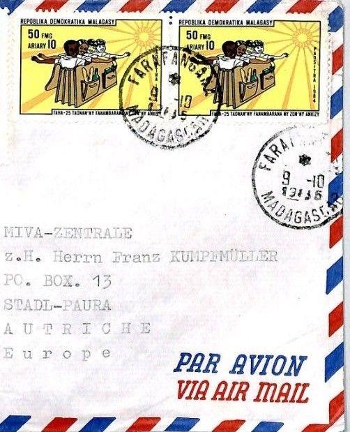 MADAGASCAR Cover LEPROSERIE Missionary Air Mail MIVA 1985 CM34