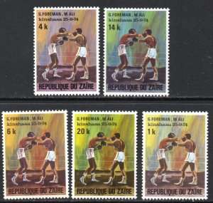 Thematic stamps ZAIRE 1974 BOXING, ALI-FOREMAN 831/5 mint