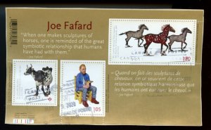 ? Joe Fafard, sculpture, P,$1.05, $1.80 light cancel Souvenir Sheet used Canada 