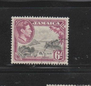 JAMAICA #123  1938  6p  KING GEORGE VI & PRIEWSTMANS RIVER     F-VF  USED  f