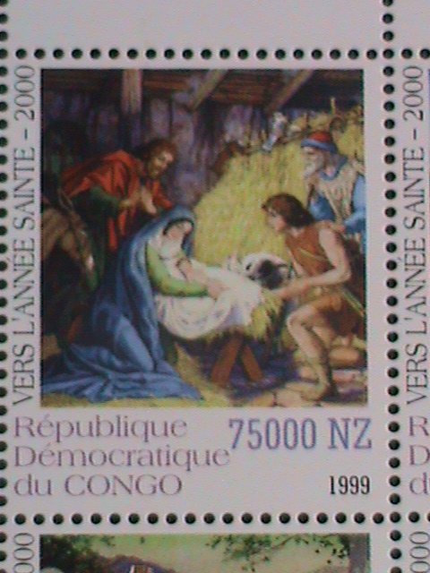 CONGO-1999 CHRISTMAS SHEET-THE STORY OF JESUS CHRIST-PAINTING MNH S/S VF