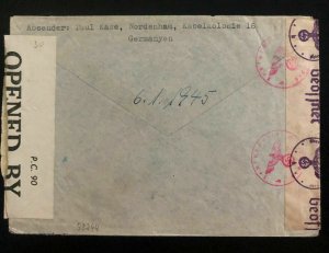 1944 Nordenham Germany Cover To Jamaica Prisoner Of War POW Internment Camp