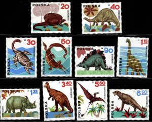 Poland Scott 1307-1316  MNH** Dinosaur set