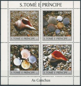 Sao Tome & Principe 2004 MNH Seashells Stamps Sea Shells 4v M/S