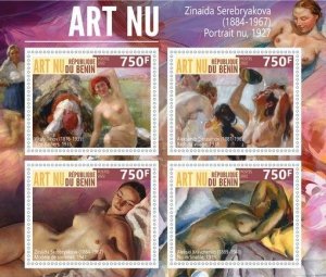 Stamps. Art.Painting. Nude Art 2022 year 1+1 sheets perf Benin