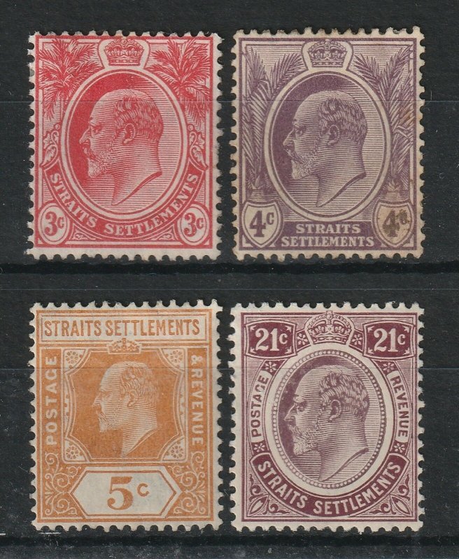 Malaya Straits Settlements 1908-10 KE VII 4V MCCA MH/MLH M1893