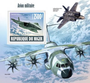 Niger Aviation Stamps 2013 MNH Military Aircraft Lockheed Sukhoi Pak Fa 1v S/S