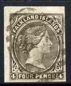 Falkland Islands 1885-91 QV 4d pale grey-black CA wmk s/w...