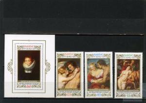 BULGARIA 1977 Sc#2444-2447 PAINTINGS BY RUBENS SET OF 3 STAMPS & S/S MNH 