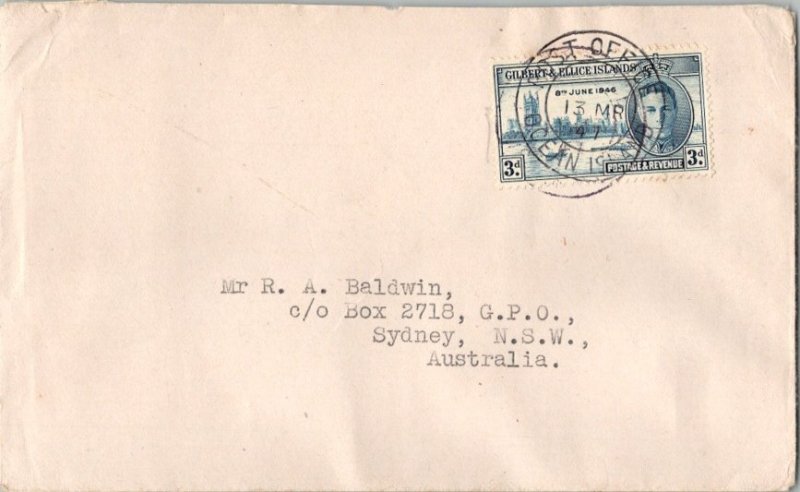 Gilbert and Ellice Islands 3d KGVI Peace Issue 1947 Post Office, Ocean Island...