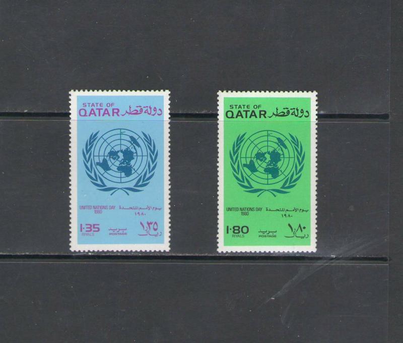 QATAR: Sc. 585-86 /** UNITED NATIONS DAY-1980 **/ Complete Set / MNH-CV:$10+