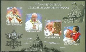 CENTRAL AFRICA  2014 1st ANNIVERSARY ELECTION OF  OF POPE FRANCIS SHT IMPRF  NH