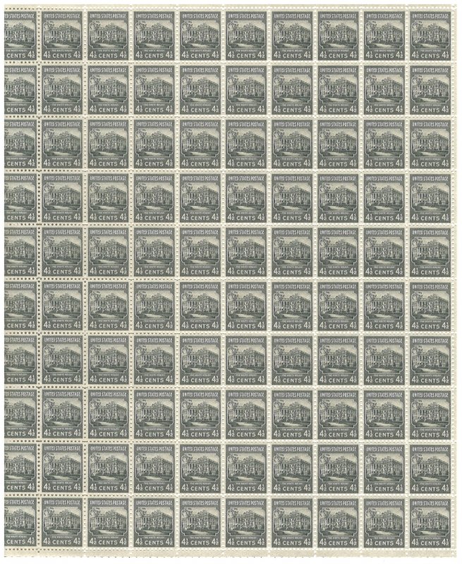 #809 – 1938 4 1/2c Franklin – Presidential Series – MNH OG Sheet