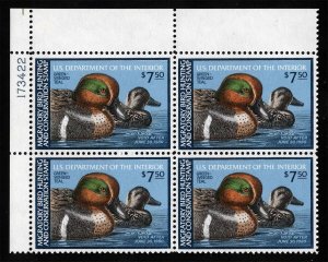 US Sc RW46 Multicolor $7.50 1979 MNH OG UL Plate No. 173422 Block of 4