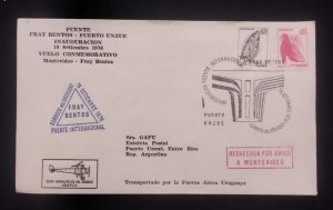 D)1976, URUGUAY, LETTER SENT TO ARGENTINA, MEMORIAL FLIGHT, AIR MAIL BY THE AIR