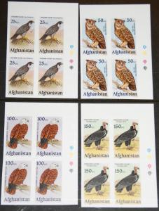 1986 Afghanistan Rebels Birds of Prey imperf blocks of 4 and souvenir sheet