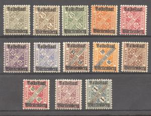 Wuerttemberg 1919 Volksstaat set, Mi. 258 to 270, MNH complete set of 13 values