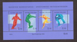 Finland   #872   MNH  1991  sheet skiing