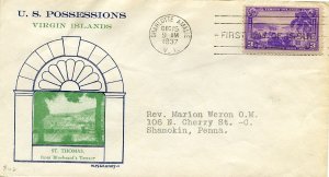 United States First Day Covers #802, 1935 3c Virgin Islands, W.M. Grandy cach...