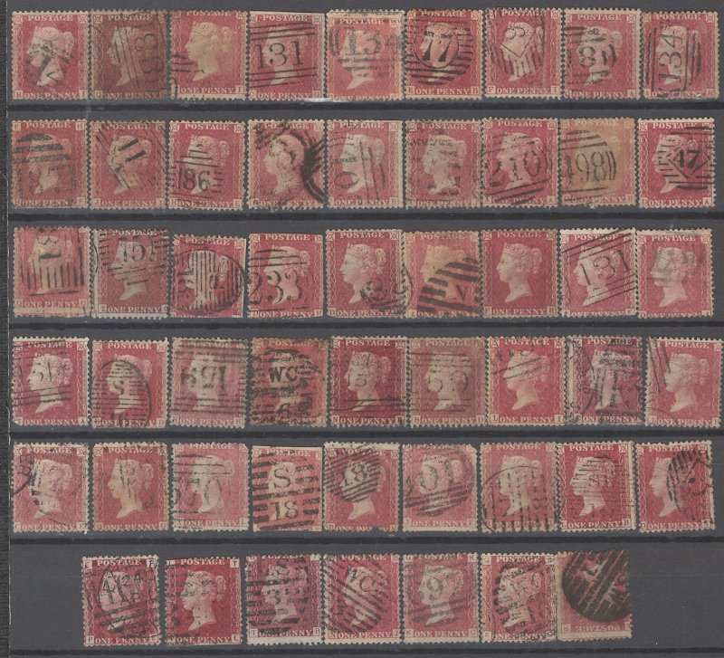 COLLECTION LOT # 2145 GREAT BRITAIN #33 (52 STAMPS) 1864 CV+$143 STUDY