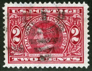 US Sc 370 Carmine 2¢ 1909 p.12 DLWmk GEM Black Numeric Duplex Cancel