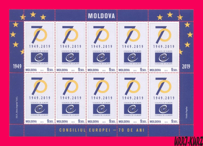 MOLDOVA 2019 European Council 70th Anniversary m-s Mi Klb.1118 MNH