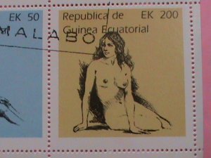 GUINEA EQUATORIAL STAMP-1976 HAND DRAWING NUDE ART PAINTING -MNH STAMP SHEET -