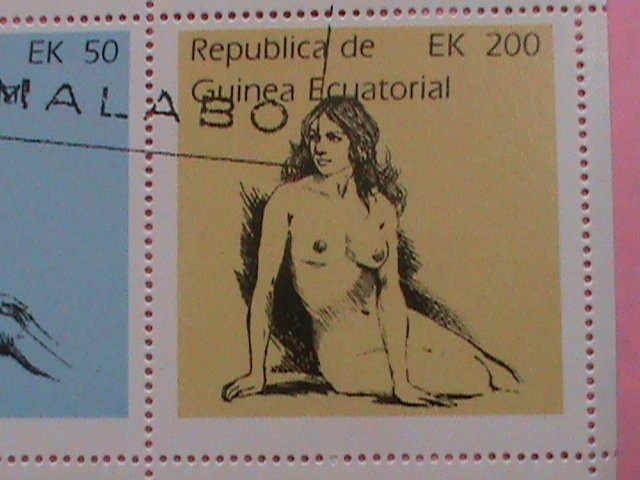 GUINEA EQUATORIAL STAMP-1976 HAND DRAWING NUDE ART PAINTING -MNH STAMP SHEET -