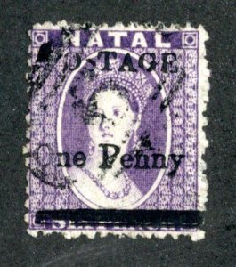 1877 Natal Sc#62 used ( 1547 BCX2 )