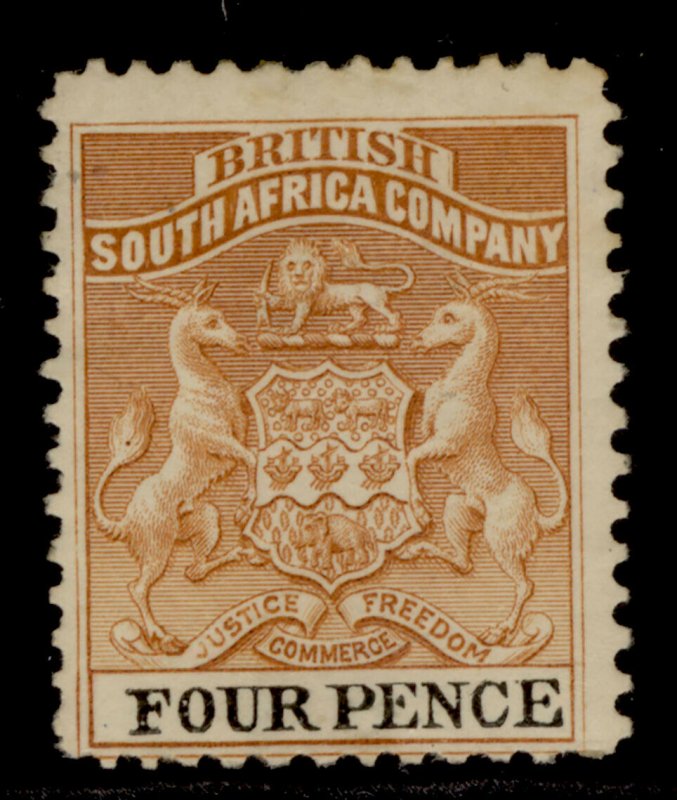 RHODESIA QV SG28, 4d yellow-brown and black, M MINT. Cat £35.