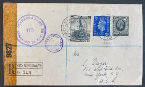 1943 Polish Forces British Army Field Postoffice 115 WWII Cover To New York Usa