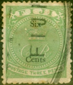 Fiji 1872 6c on 3d Yellow-Green SG14 Good Used