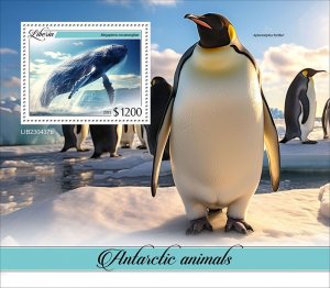 LIBERIA- 2023 - Antarctic Animals - Perf Souv Sheet -Mint Never Hinged